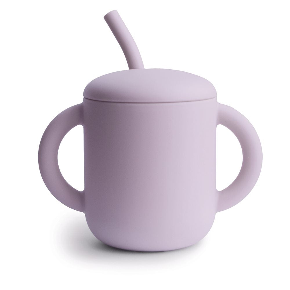 Mushie silikonska čaša sa slamčicom - Soft Lilac