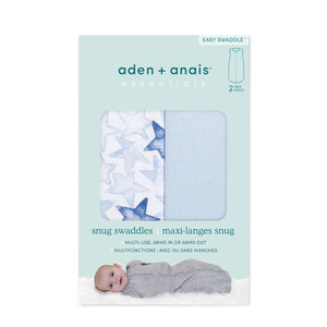 Aden and Anais vreća za spavanje Twinkling Stars Blue 2 kom - 0-3m, vreće za spavanje, povijanje beba, umotavanje beba, pelene za umotavanje, dzak za spavanje, aden anais srbija